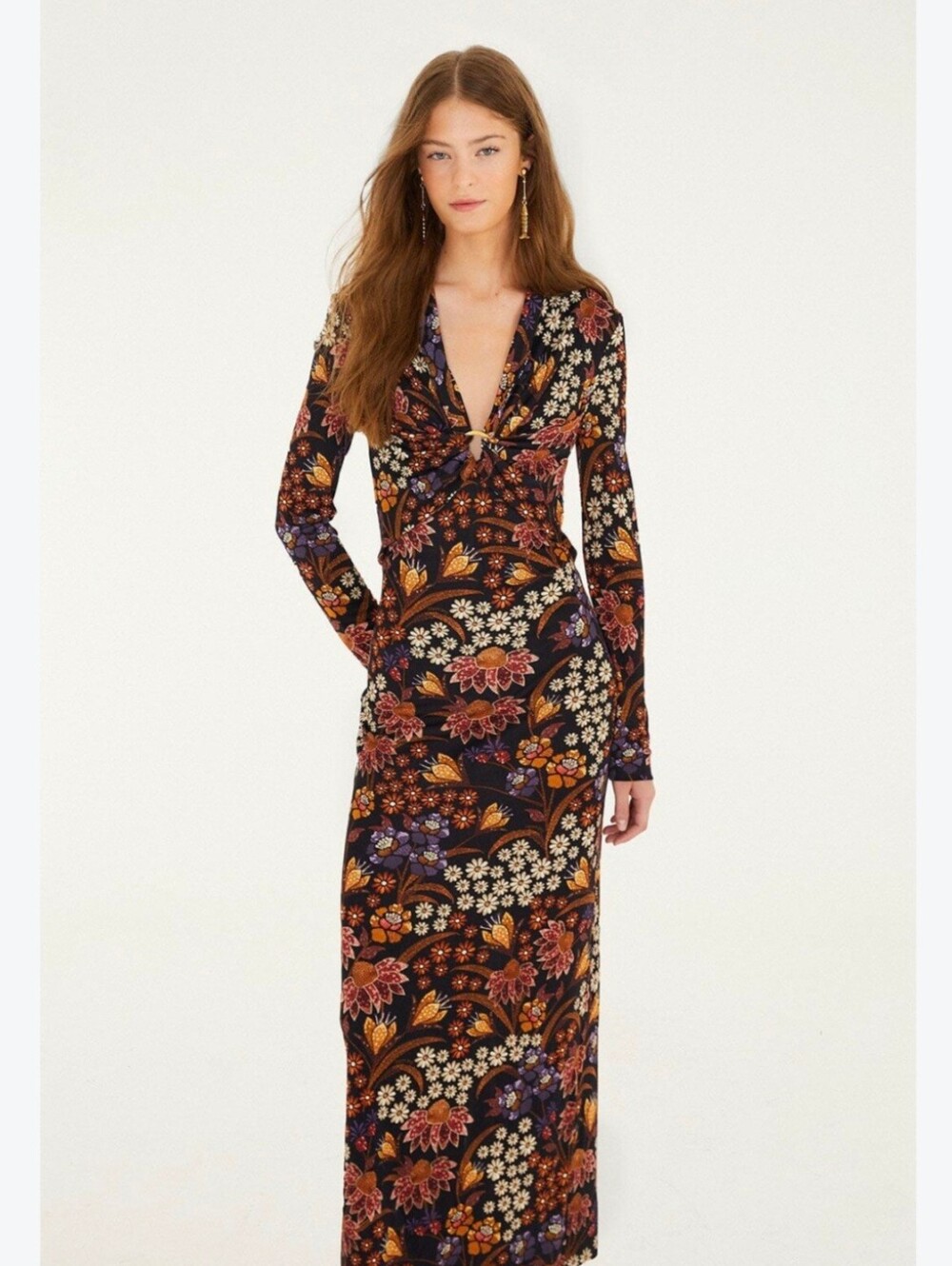 FARM Rio NWT Black Lili Long Sleeve Maxi Dress XS
